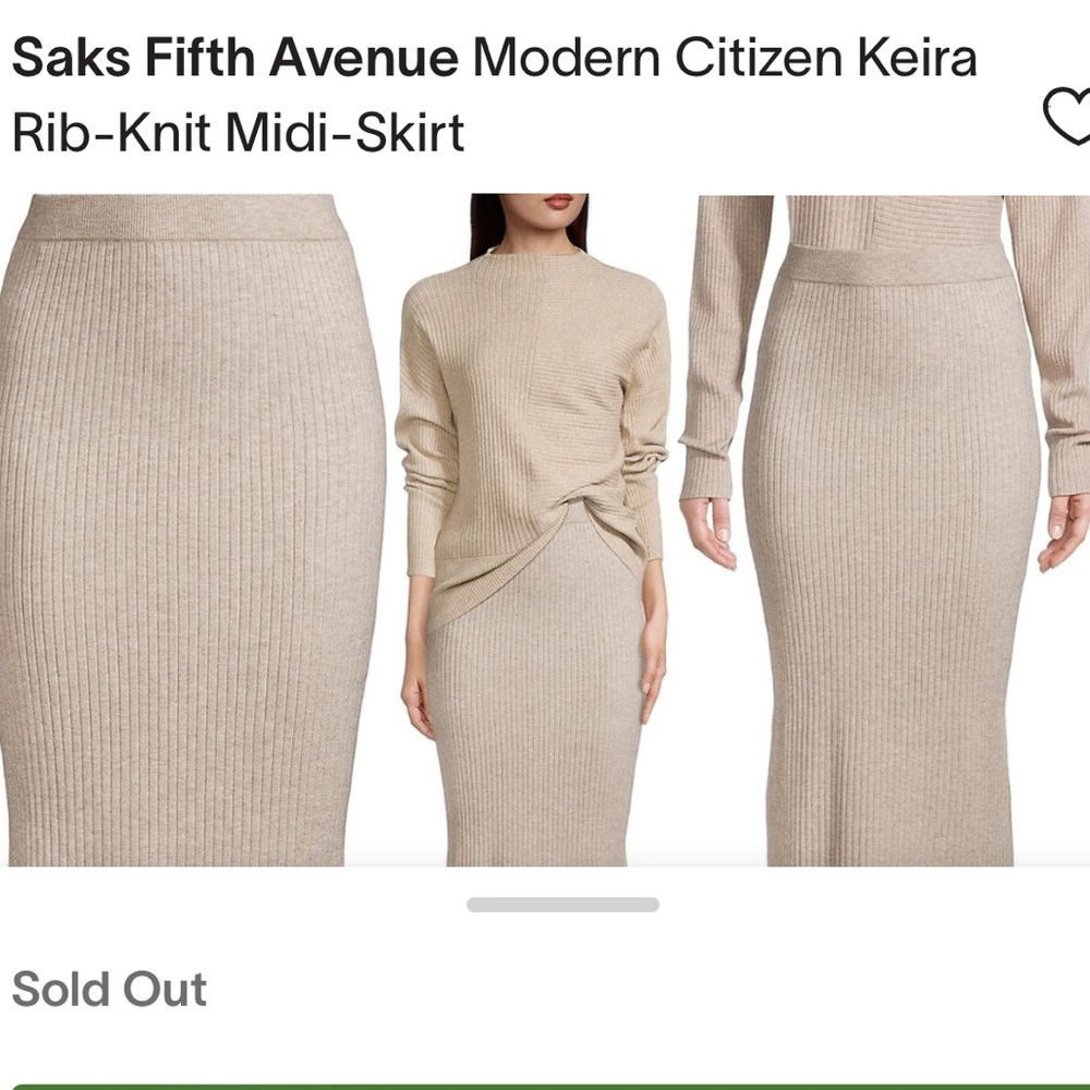 Modern Citizen Keira Ribbed Knit Midi Skirt XS
